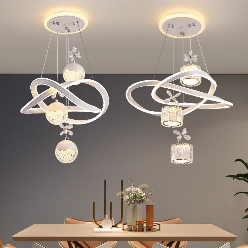 Hot Selling Kitchen Island Flowers Shade Linear Luxury Led Pendant Light Restaurant Bars Modern K9 Crystal Chandelier
