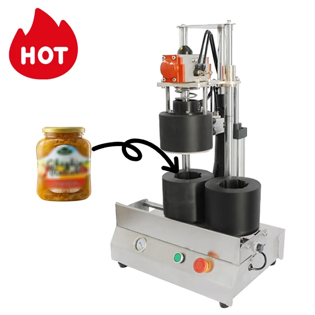 Capping Vacuum Machine Manufacturer Semi Automatic Pneumatic Capper Twist off Vacuum Glass Bottle Jam Jar Capping Machine