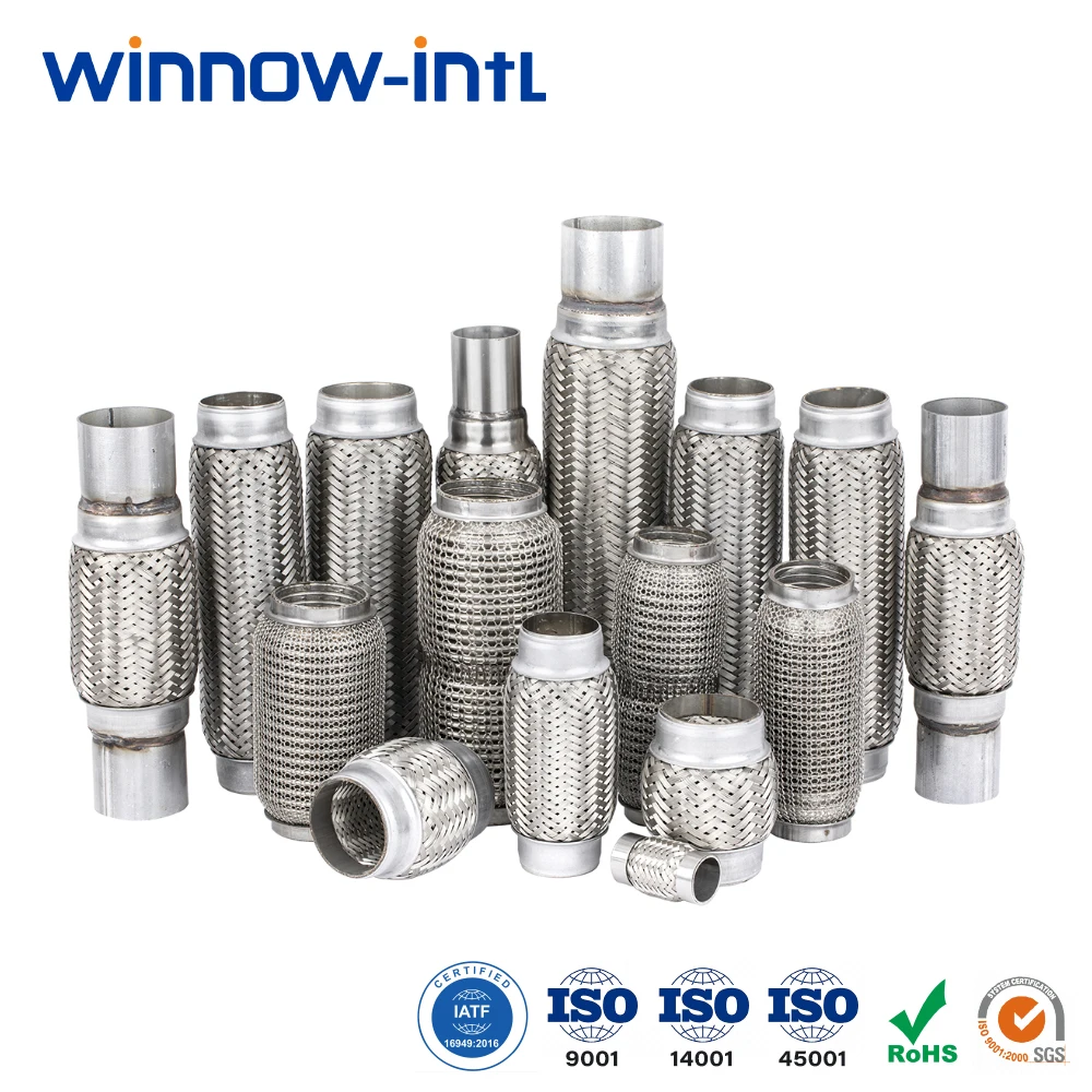 Car Accessories 1.75"x4" Silver Flexible Exhaust Pipe Braided Stainless Steel Mesh Other Sizes Can Be Customized