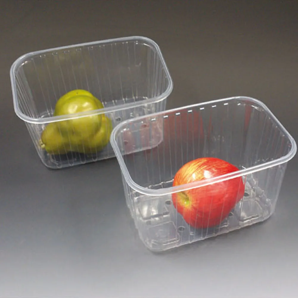 Square Shape Design Disposable Plastic Box Fruit Salad Packaging With Handle Dry Fruits Box Packaging Dried Fruit Box