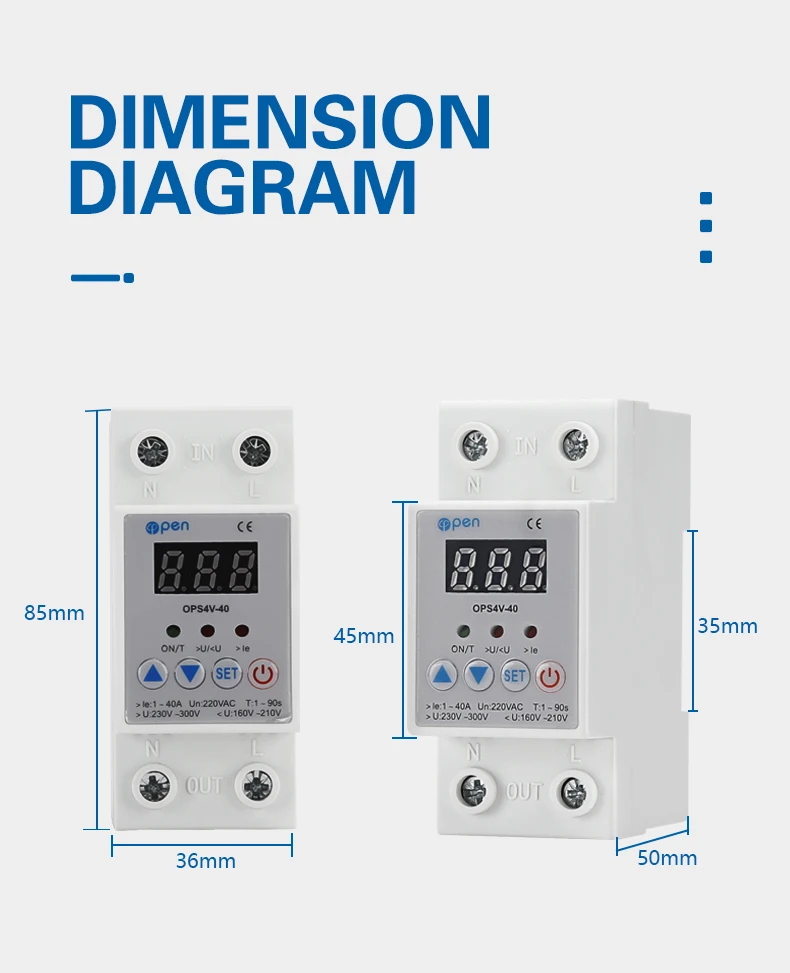 Din Rail Dual Display Adjustable Over Voltage Current And Under Voltage ...