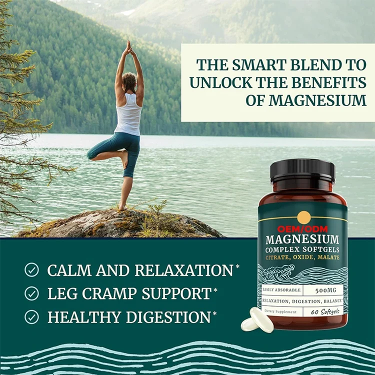 Triple Magnesium Softgels Citrate Malate & Oxide Highly Absorbable