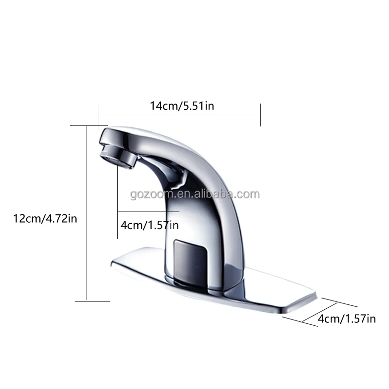 Automatic Sensor Touchless Bathroom Sink Faucet With Hole Cover Plate