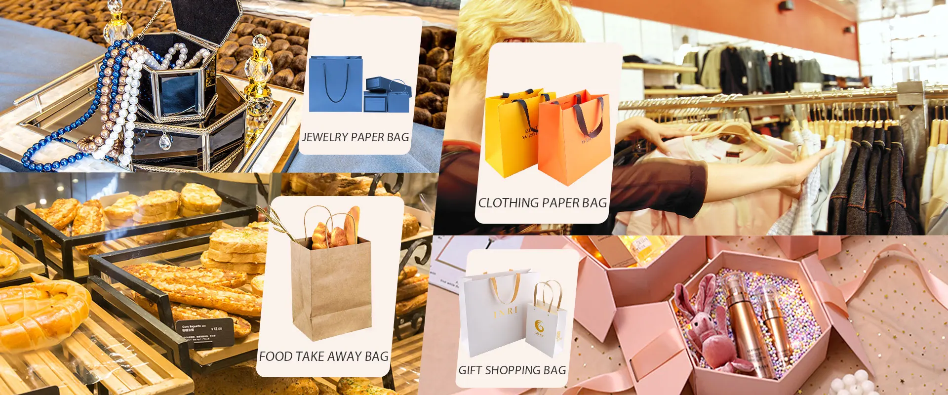 Custom Printed Logo White Brown Gift Shopping Kraft Paper Bag With Twisted Handle