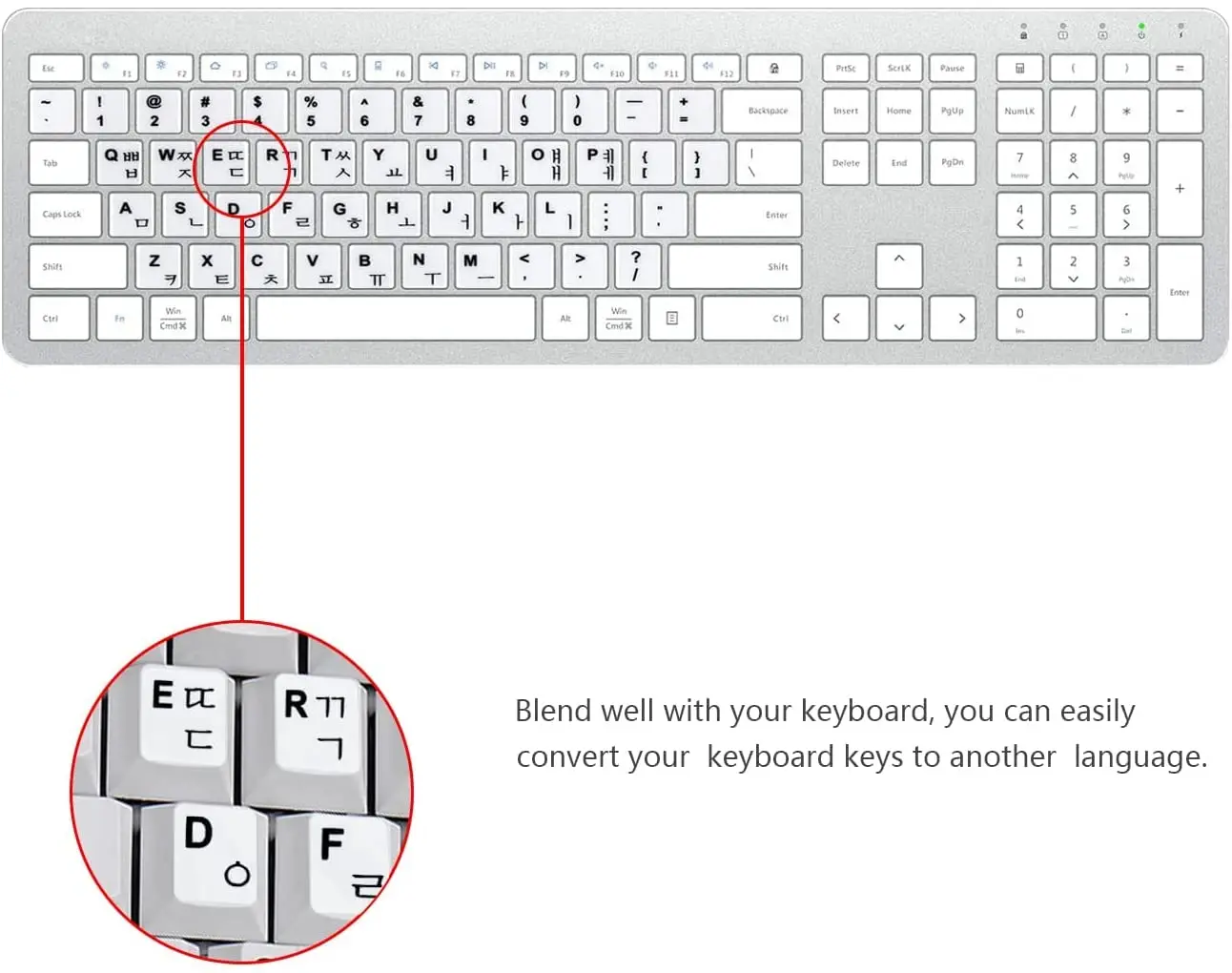 Korean Universal Keyboard Alphabet Stickers for White Background with Black Lettering for Laptop Desktop PC