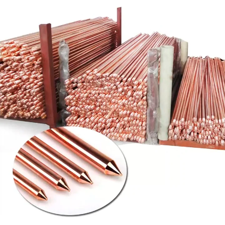 Earthing Electrode Protection System Pure Copper Copper Clad Steel Ground Rod For Solar Energy