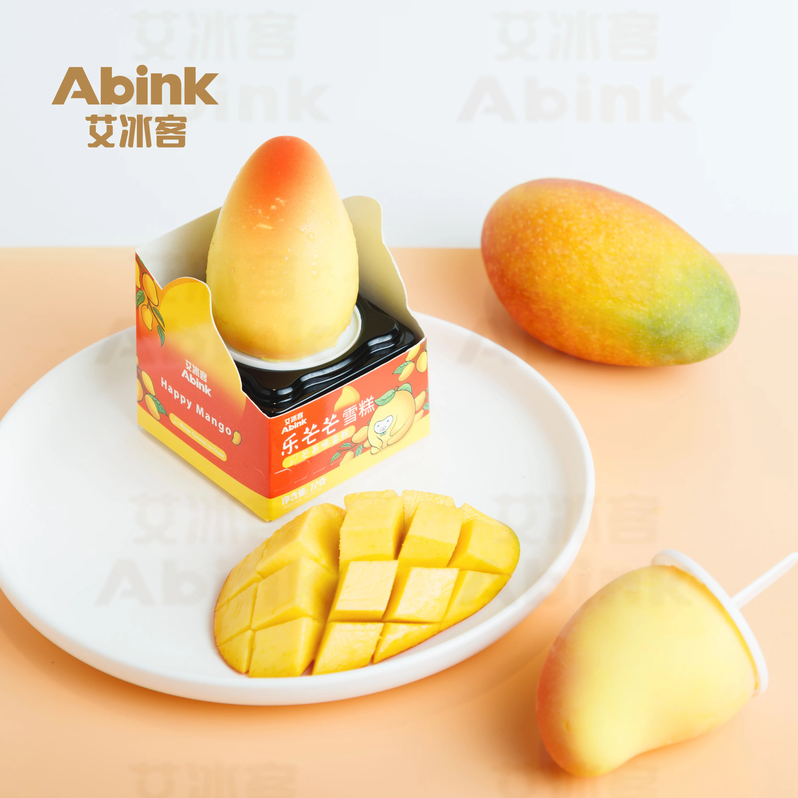 Abink Happy Mango Ice Cream Refreshing 3D Fruit & Chocolate Shapes Wholesale Original Flavor with Milk Added Stick Box