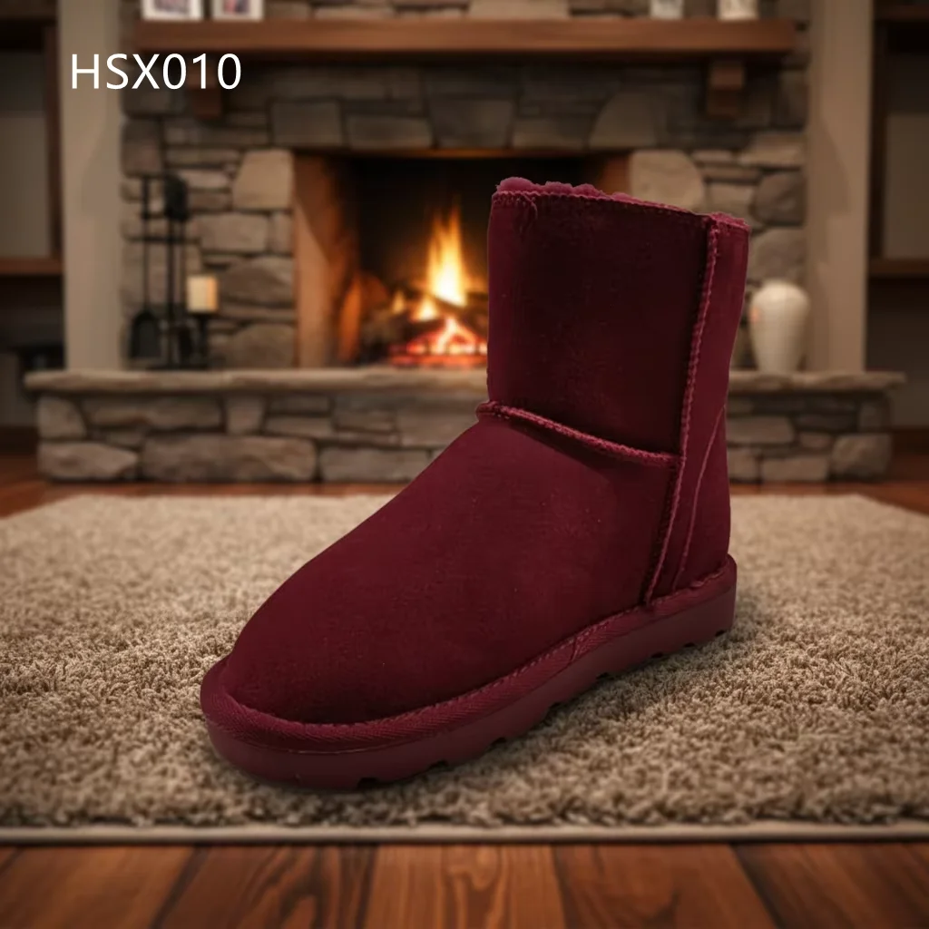 HY,Cold Region Warm Real Wool Soft Lady Fur Snow Boots Ice Sports Dirty Resistant Outdoor Ankle Winter Boots for Sale HSX009