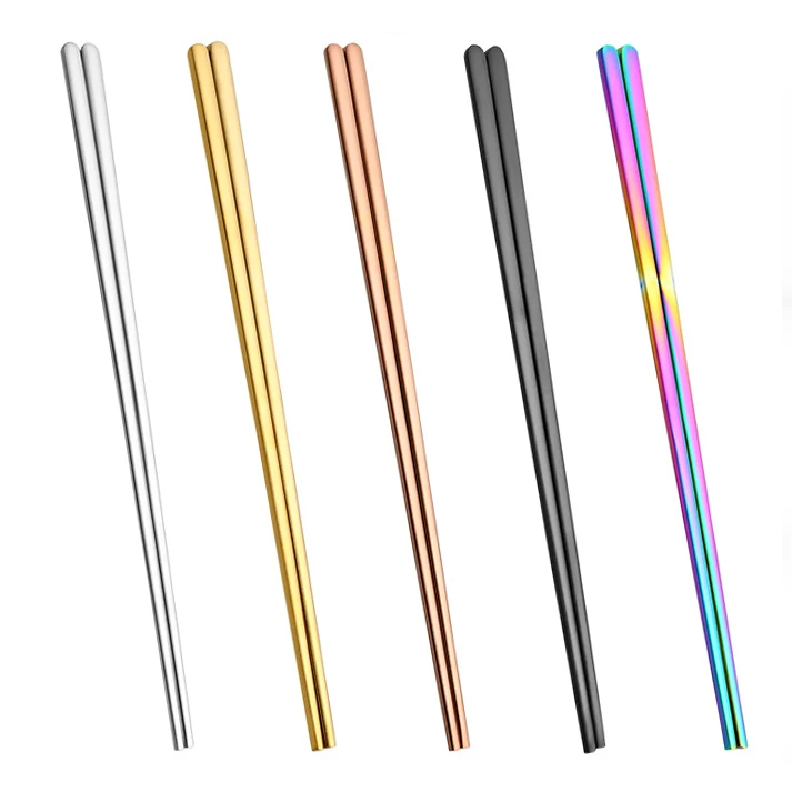 Оптовая продажа с фабрики высококачественные металлические плоские корейские палочки для еды из нержавеющей стали 304 пользовательским