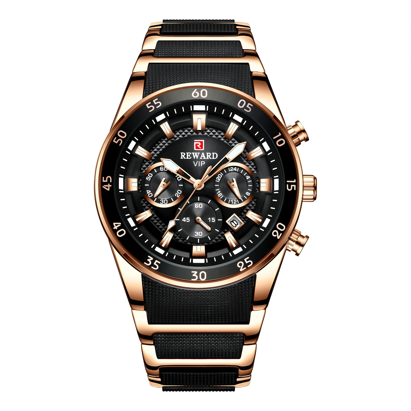 Reward Custom Hight Quality Chinese Luxury Expensive Man Watch for Sports China Suppliers OEM Analog Steel Strap Wristwatch