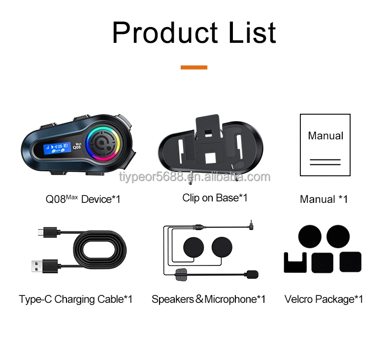 product tiypeor waterproof intercom motorcycle lcd display music sharing two people intercom bluetooth interphone headset for motorcycle-11