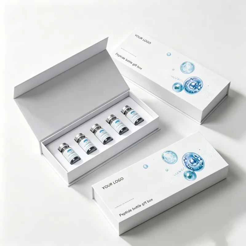 Boîte personnalisée en carton rigide pour ampoules de 3/10 ml, emballage pour sérums de soins de la peau, flacon à peptides de haute qualité, boîte à peptides, boîtes luxueuses à peptides