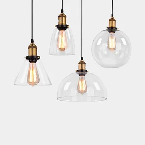 Circle Kitchen Island Metal Decorative Rope Line Clear Glass Hanging Lamp Hotel Restaurant Nordic Modern Glass Pendant Light