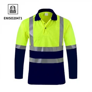 OEM Breathable Polyester Reflective Work Wear Tee Mining Construction Cleaner Travel Hiking Safety Quick Dry Hi Vis Polo Shirts