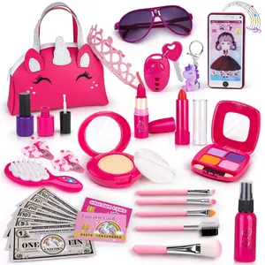 EPT Wholesale Girl Purses Pretend Play Simulation Makeup Toy Unicorn Makeup Kit for Kids