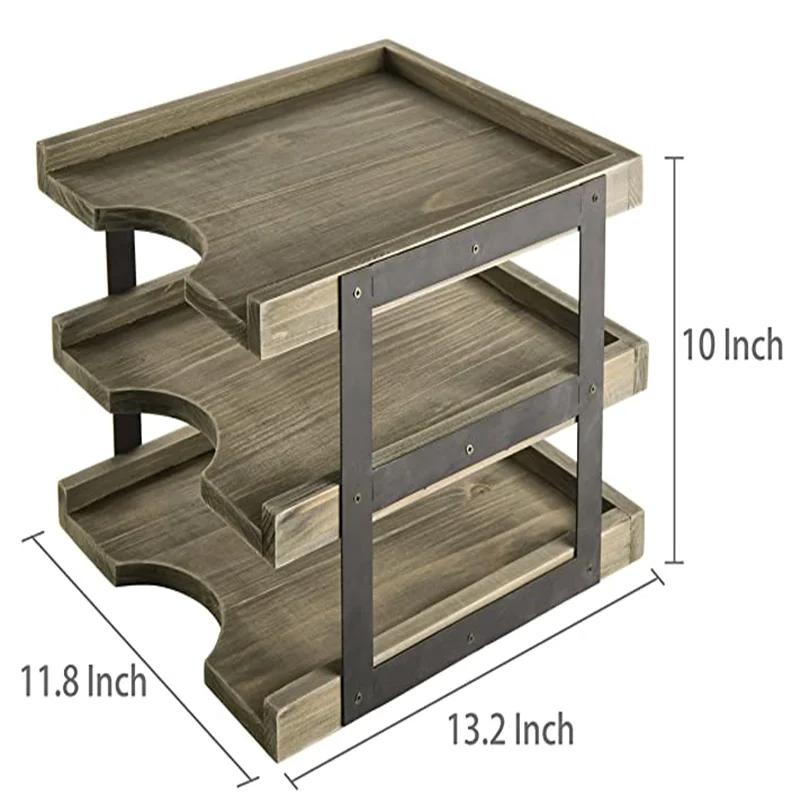 Рама 3-х уровневая Desktop файл папка бумажный Органайзер фотообои Деревенский коричневый деревянный офисный стол лоток для документов с