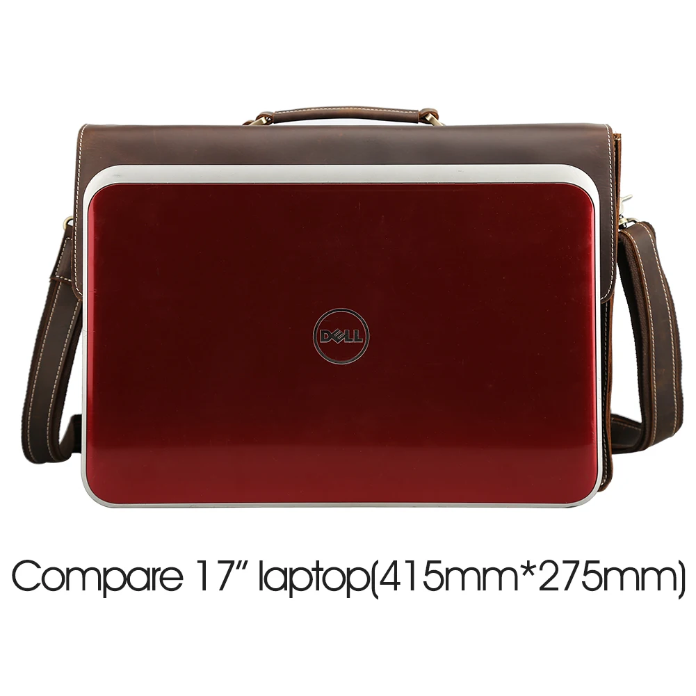 Tiding 2025 New Arrival Vintage Style Brown Real Cowhide Crazy Horse Genuine Leather Laptop Bag Business Briefcase for Men
