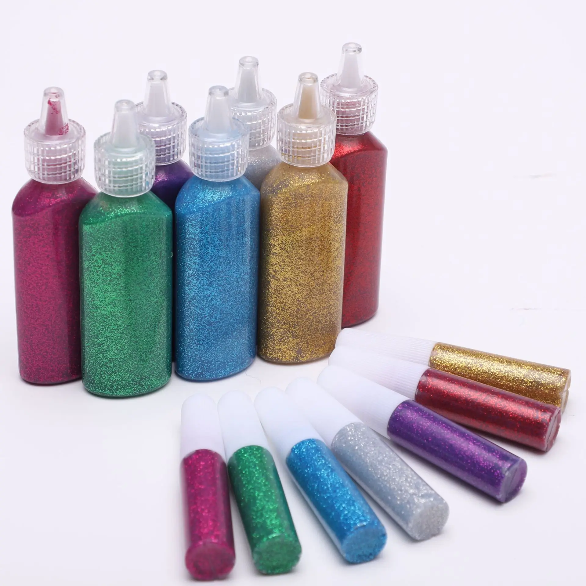 Colla Glitter,10 PCS Colla Glitterata con Brillantini Penne Glitterate Colorate con Punta Fine Glitter Glue per Artigianato Decorazione e Design Creativo per Adulto e Lavoretti Creativi