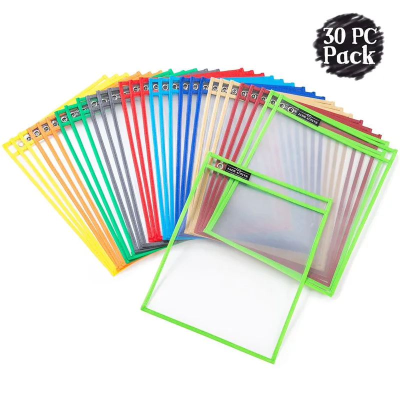 10 Pack 10 x 14 inches Resuable Sheet Protectors with 10 Assorted Colors Office & Home-School Organization Supplies for Classroom Multicolored Dry Erase Pockets 