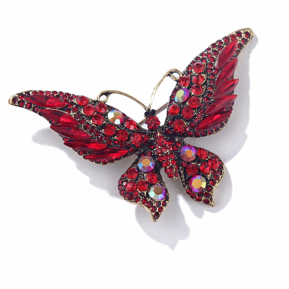 New Design Retro Crystal Rhinestone Butterfly Brooch Pins Multi-Color Big Insect Brooch for Weddings Gifts Cheap Price Wholesale