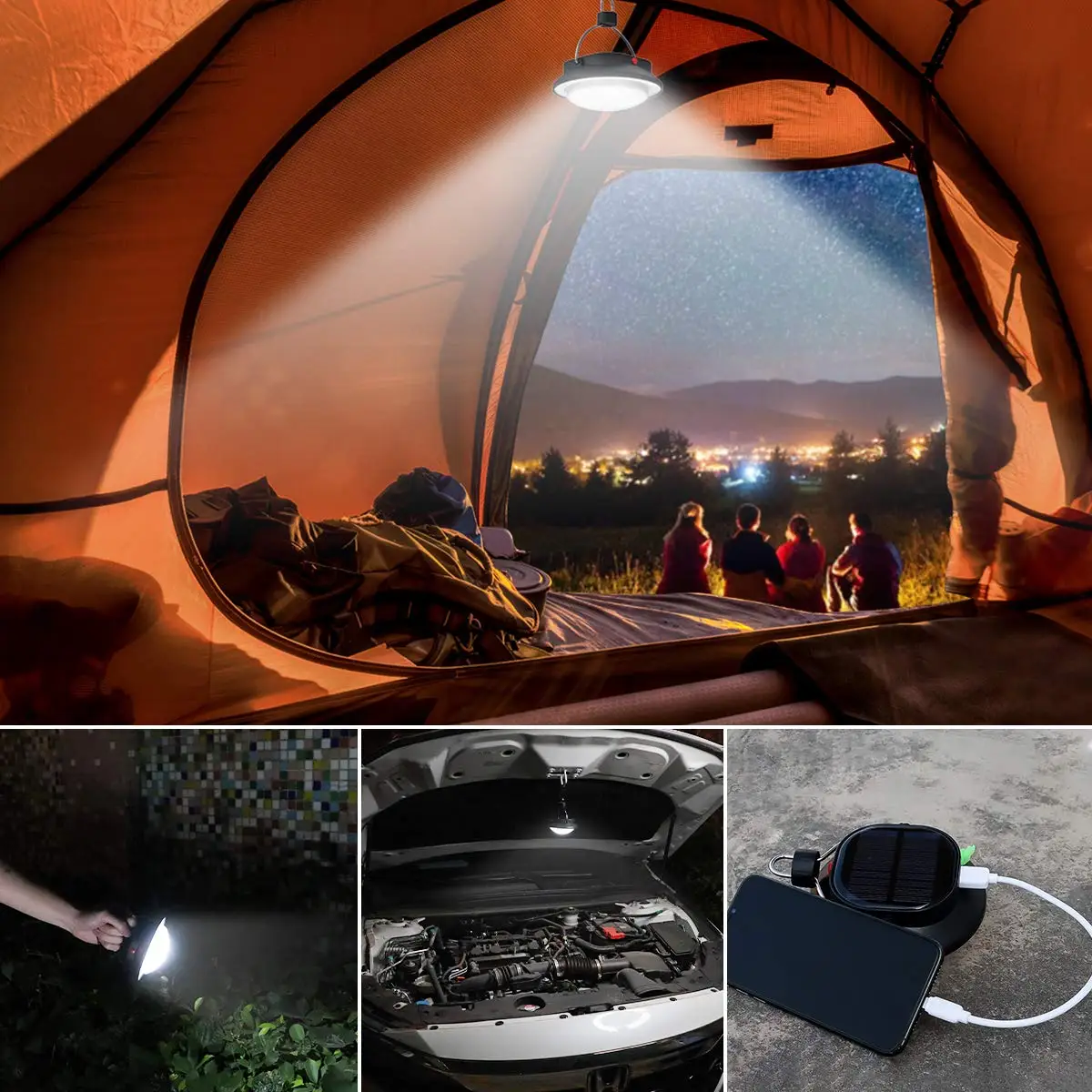 Outdoor Emergency hanging Lamp Portable solar camping light Tents Night Lamp Hiking Lantern manufacture