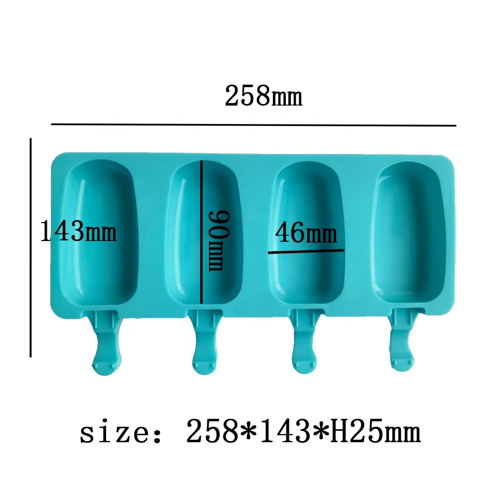 4-Cavity Baking Mini Silicone Ice Cream Molds Popsicle Molds Cake