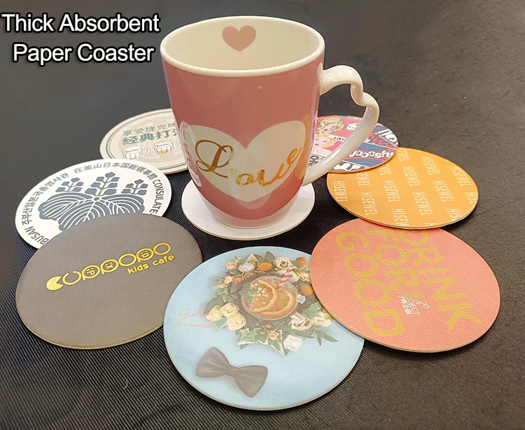 Wholesale Customized Custom Logo Printing Cardboard Personalized Office Hotel Dining Water Absorbent Paper Coasters For Tea Cup