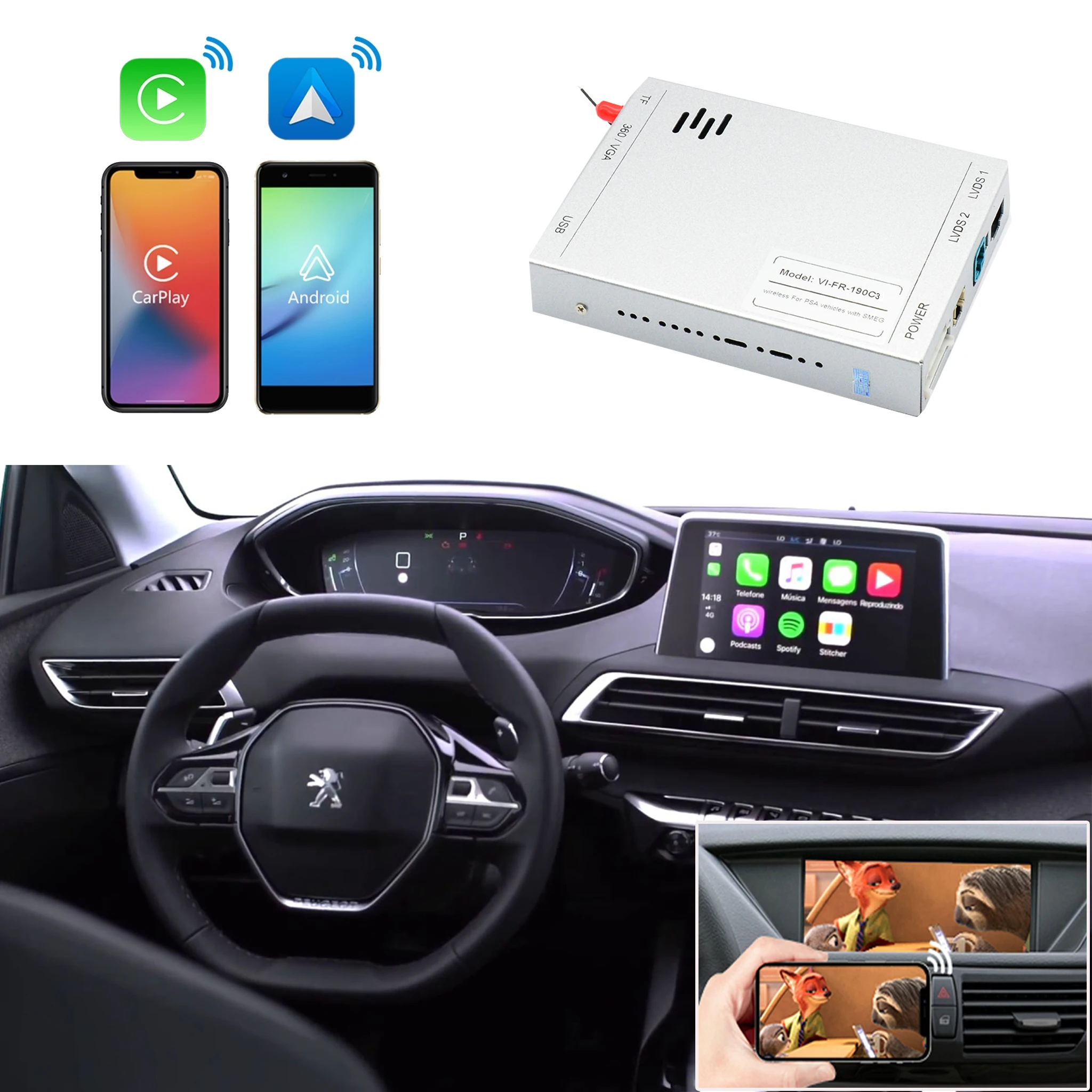 carplay wireless for peugeot 208 2008