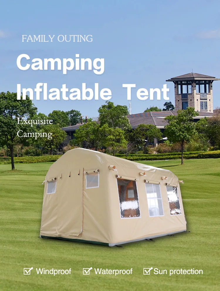 Customized Waterproof Cheap 4 Season Luxury Large Camp Family Air Camping Tube Tent Air Tent Inflatable Camping Outdoor details