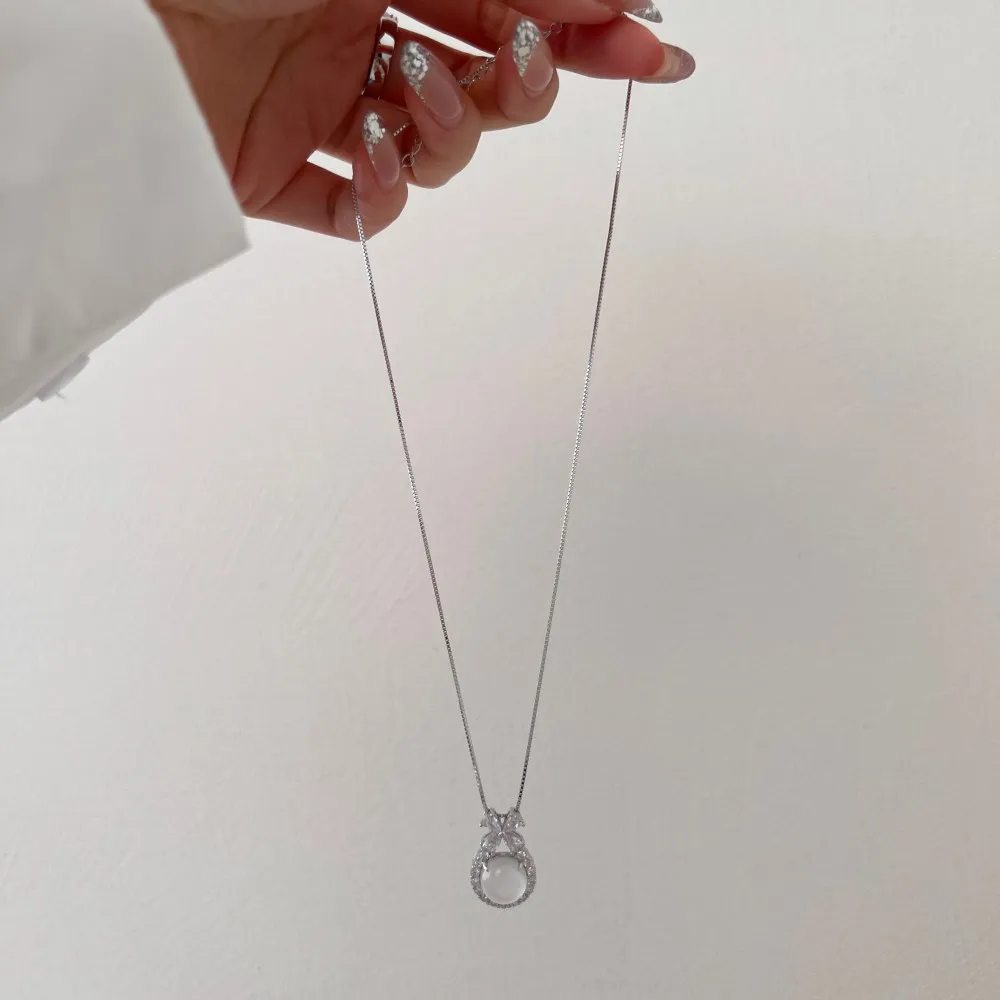 KAKODIY Special Design Exquisite Jewelry 925 Sterling Silver Box Chain 5A Cubic Zirconia Natural Ink Jade Pendant Women's Necklace detail 7