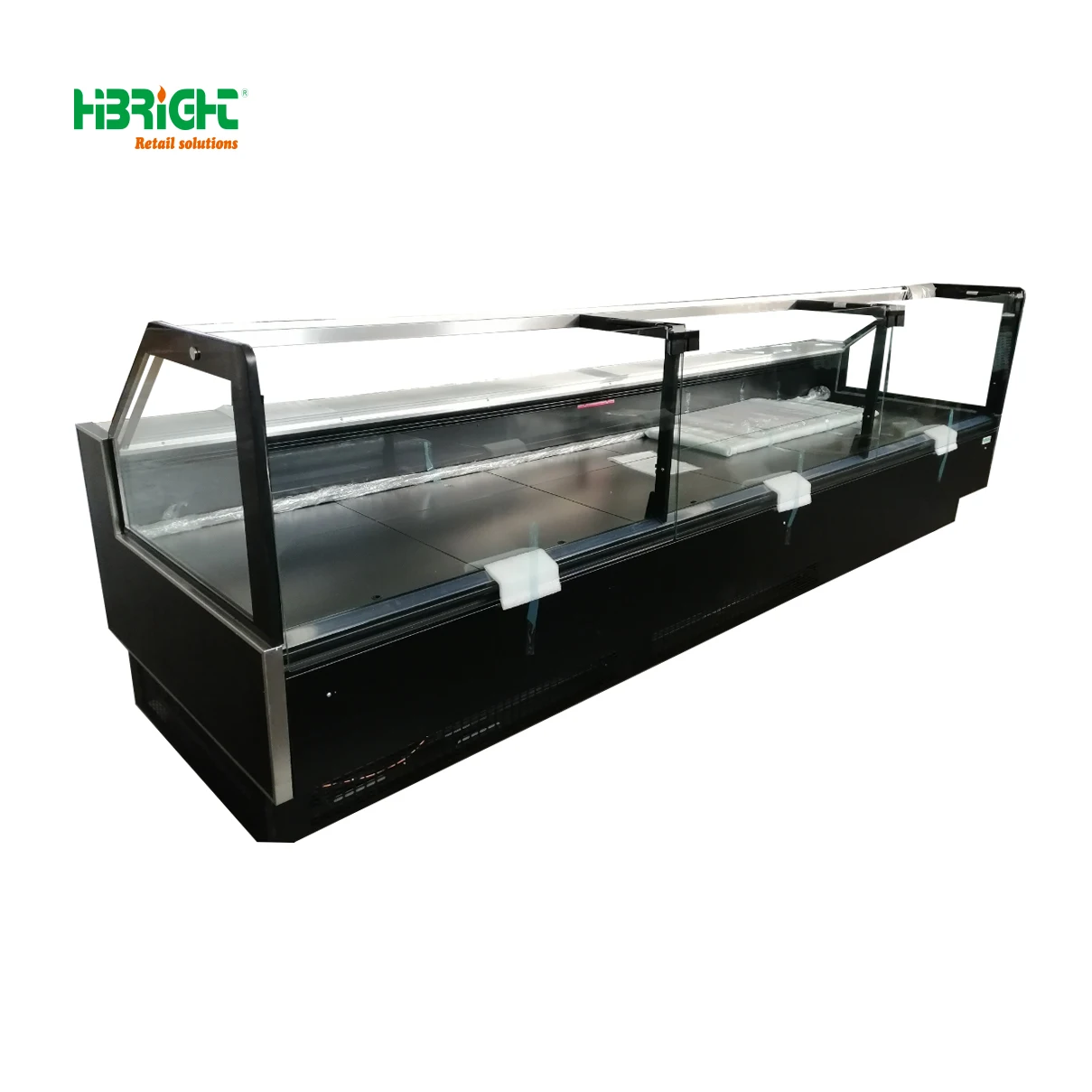 R290 Refrigerant Flat Glass Plug-in Supermarket Deli Display Fridge Meat and Fish Display Chiller Deli Food Display Refrigerator