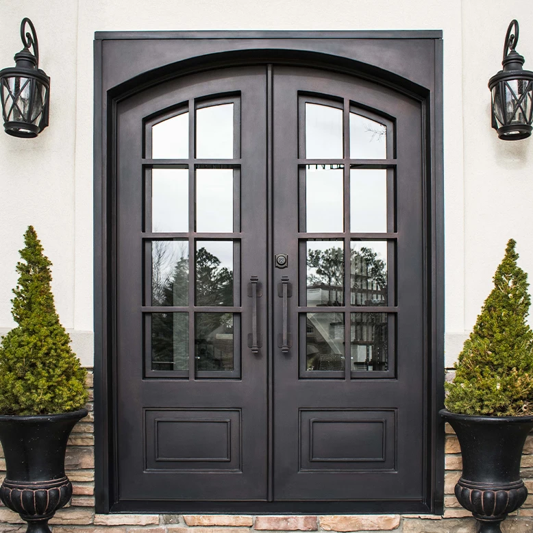 Latest Design Korean Style House Customized Size Wooden Glass Main Entrance Doors