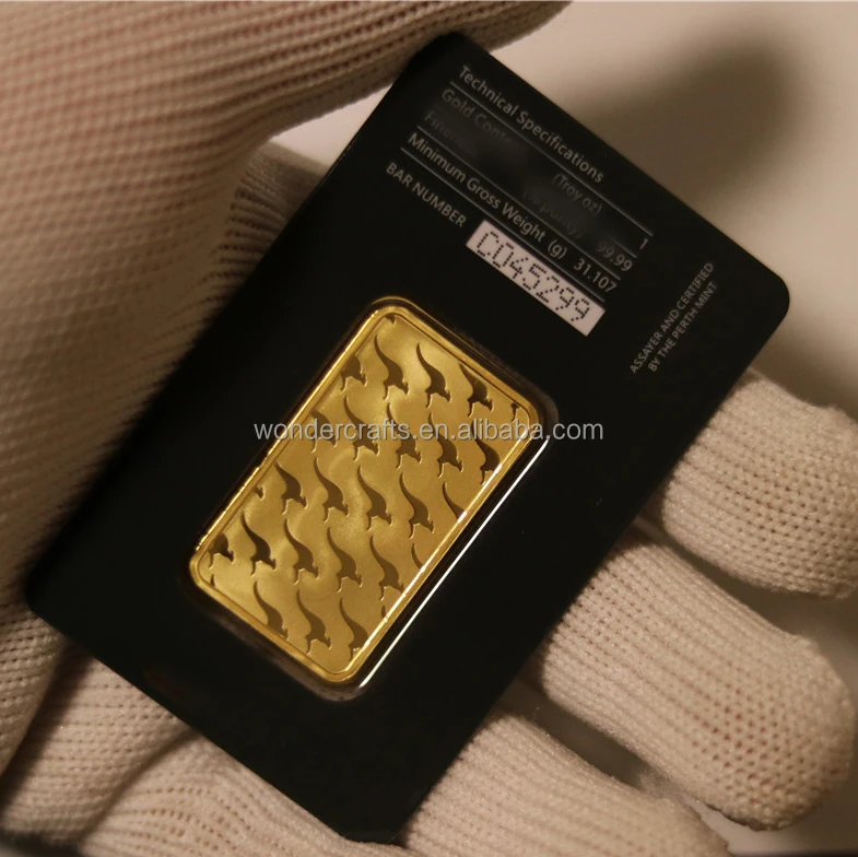 Non-Pure Gold Commemorative Ornament Gift Premium Gold Plated Alloy Collectible Bar Decorative Gilded Metal Ingot for Display