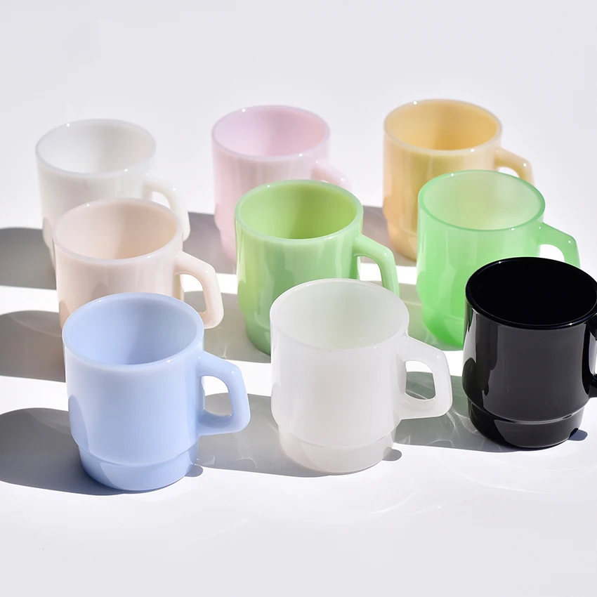 American Retro Jade Glass Milk Mug Creative Stacked Glass Water Cup ...