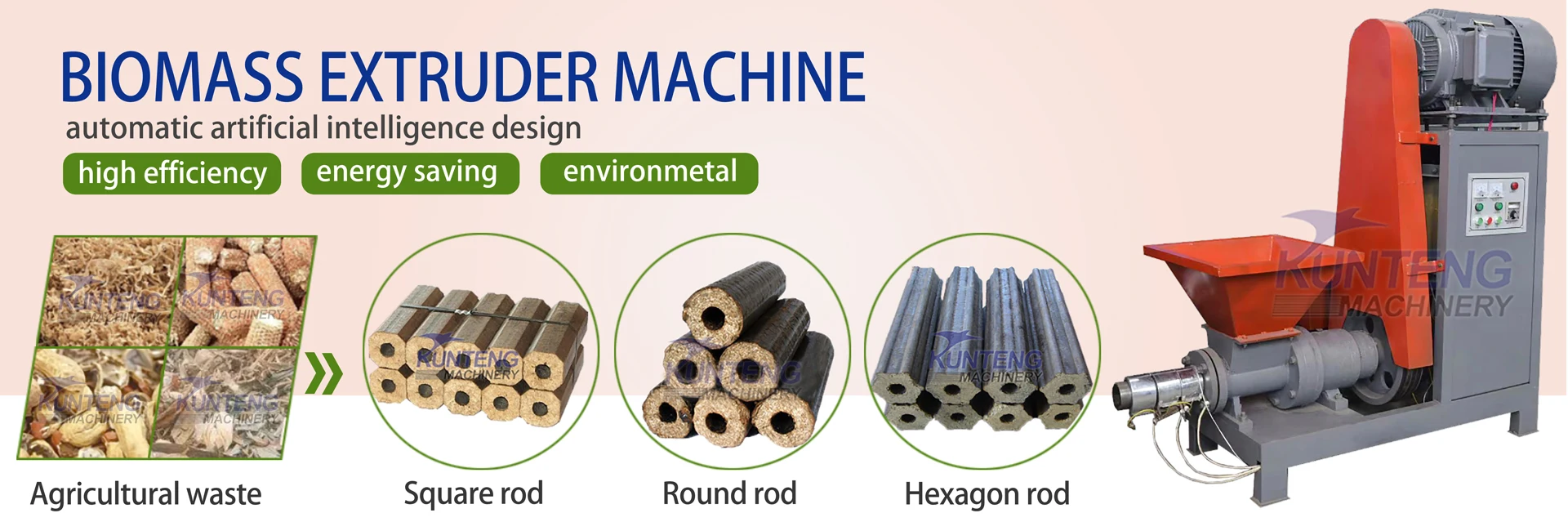 Screw Type Biomass Wood Cow Dung Briquette Making Machine Manure