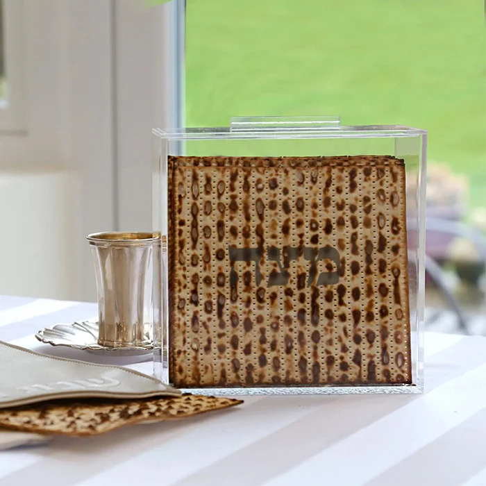 Custom Acrylic Matzo Box With Removable Magnetic Lid Clear Acrylic Matzah Box for Jewish Passover