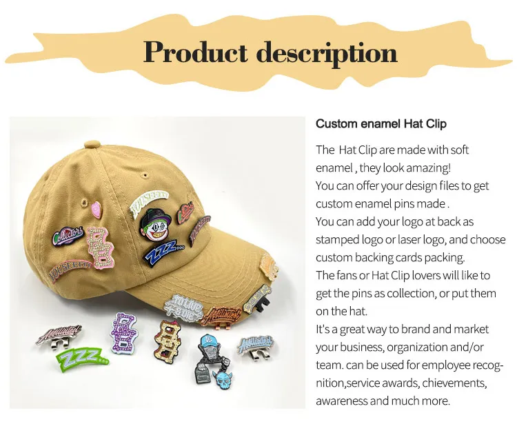 Customized Design Your Own Logo Hat Brim Clips Fitted Brand Mexican