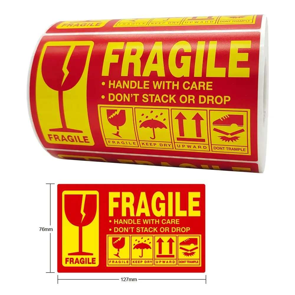 500pcs Self-Adhesive Fragile Handle Care Stickers This Side up Warning Labels for Shipping & Delivery for Promotions details