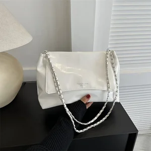Wholesale High Capacity PU Leather Square Handbags Simple Pure Color Underarm Crossbody Bags Fashion Shoulder Bags for Women