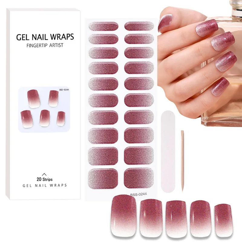 Beau Fly Autocollant Pour Ongle Glitter Semi Cured Uv Gel Nail Stickers ...