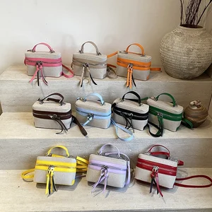 2026 Designer PU Leather Women's Handbag Fashionable Japanese Candy Style Long Strap Branded Small Messenger Bag for Zipper