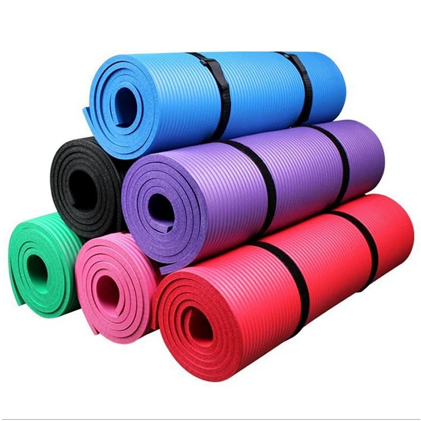 Yoga Mat Blue 1/2-Inch Extra Thick High Density Anti-Tear With Carrying Strap 