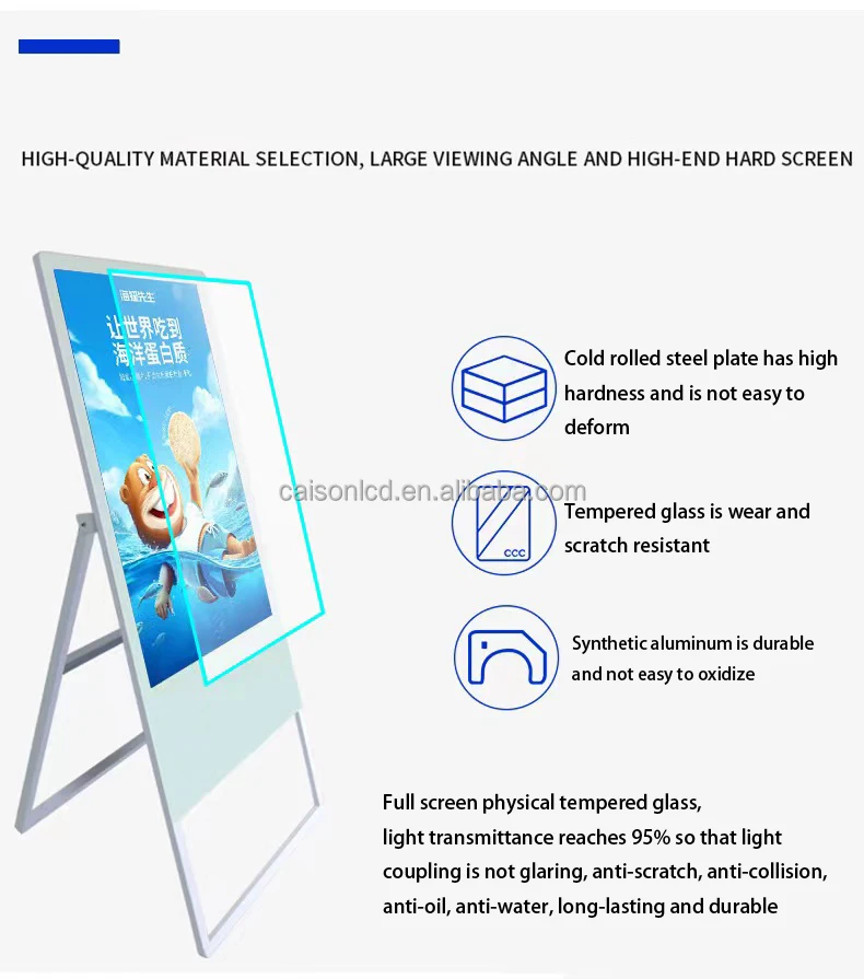 32 /43 electronic water sign foldable movable Digital stand LCD advertising display outdoor Digital signage and display poster details