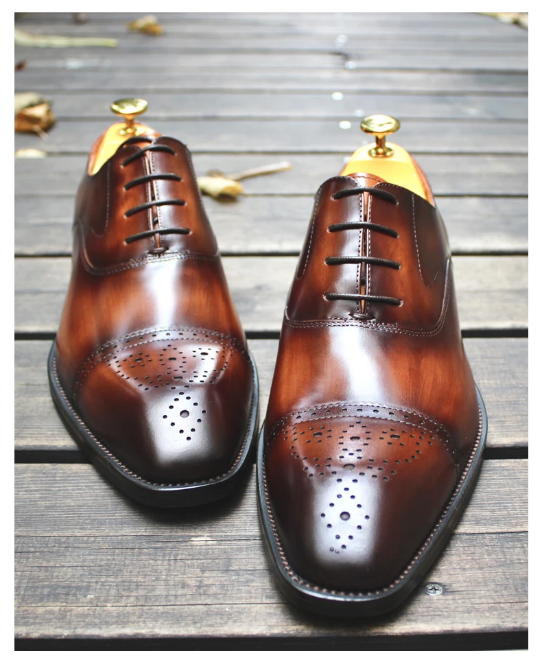 Handmade Leather Shoes Rubber Italy Handmade Shoes Men Brogue Calf ...