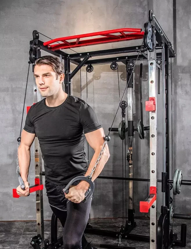 スミスマシン　パワーラック　トレーニングマシン スチール多機能フィットネス機器スミスマシンとクロスオーバー