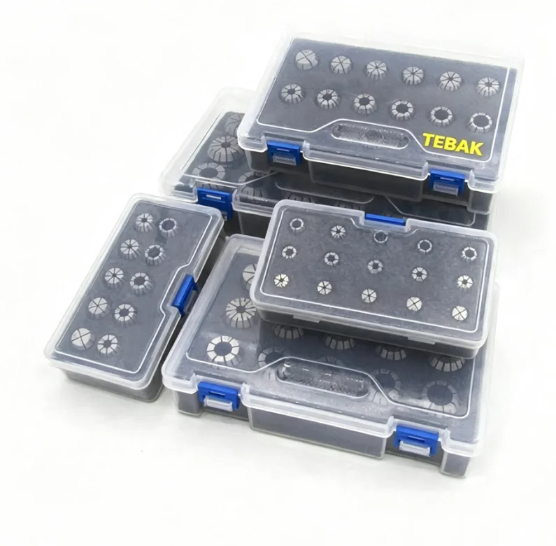 TEBAK High Quality Precision Machine Tool Accessories Full Size 65Mn Steel Collet ER16-12pcs Spring Collet Set(Inch)