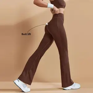 Four-Way Stretch Quick Dry Activewear V Waisted Butt Lifting Wide Leg Yoga Pants Custom logo Women Yoga Leggings