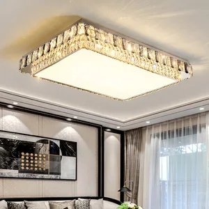 Hotel Decoration Round square Hotel Wedding Gold Modern K9 Crystal Ceiling Lamp Light Fixtures