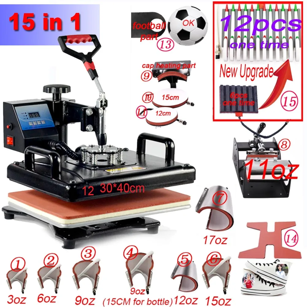 15 In 1 Combo Heat Press Machine Sublimation Digital Display Advanced