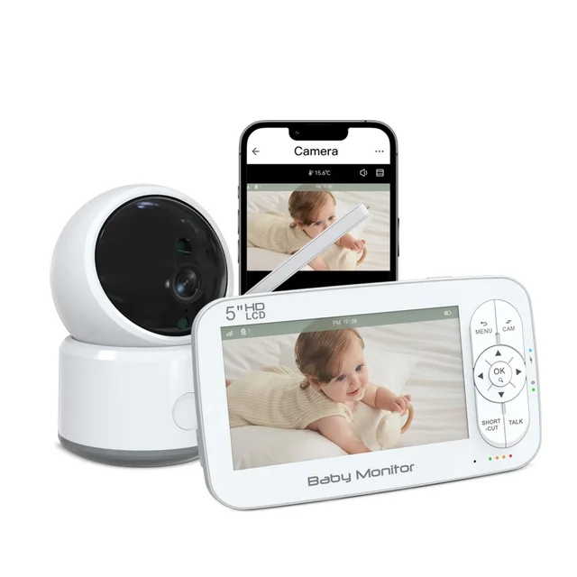 5 Inch Lcd Screen Tuya Cry Detect Baby Phone Wireless Two Way Audio Lullaby 720P WiFi Camera Video Baby Monitor with Tuya app